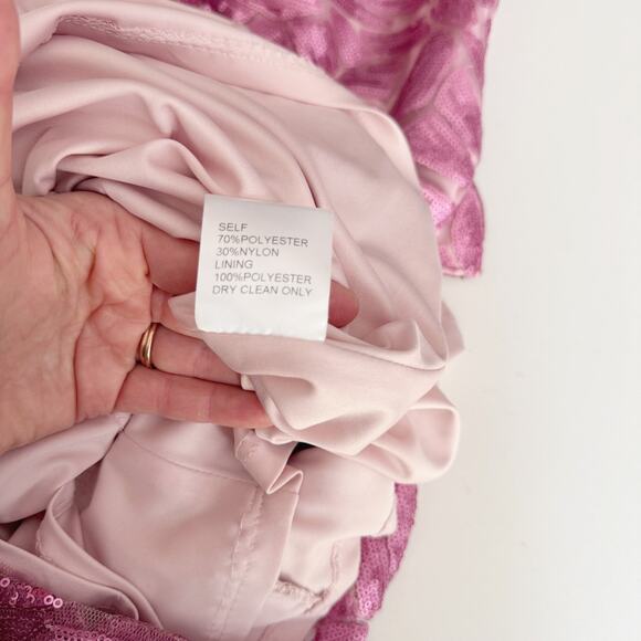 Tadashi Shoji Pink Sequin Embroidered Akers V-Neck Cocktail Dress Size M - Picture 8 of 8